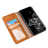 For Samsung Galaxy S20 Case Genuine Leather Luxury Wallet Case Light Brown | iCoverLover Australia