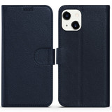 For iPhone 14 Plus Case Fashion Cowhide Genuine Leather Wallet Cover Blue | iCoverLover Australia