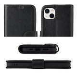 For iPhone 14 Case iCoverLover Black Genuine Cow Leather Wallet Folio Cover | iCoverLover Australia