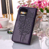 For iPhone 14 Case, Embossed Floral Butterfly, PU Leather Wallet Cover, Lanyard, Stand, Dark Purple | iCoverLover Australia