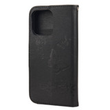 For iPhone 13 Pro Case, Vintage Butterflies Pattern PU Leather Wallet Cover, Stand, Black | iCoverLover Australia