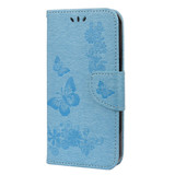 For iPhone 13 Pro Max Case, Vintage Butterflies Pattern PU Leather Wallet Cover, Stand, Blue | iCoverLover Australia