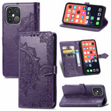 For iPhone 13 Pro Max Case, Mandala Emboss PU Leather Wallet Cover, Stand, Lanyard, Purple | iCoverLover Australia
