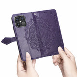 For iPhone 13 Pro Max Case, Mandala Emboss PU Leather Wallet Cover, Stand, Lanyard, Purple | iCoverLover Australia