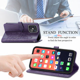 For iPhone 13 Pro Max Case, Mandala Emboss PU Leather Wallet Cover, Stand, Lanyard, Purple | iCoverLover Australia