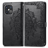 For iPhone 13 Pro Case, Mandala Emboss PU Leather Wallet Cover, Stand, Lanyard, Black | iCoverLover Australia