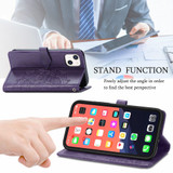 For iPhone 13 Case, Mandala Emboss PU Leather Wallet Cover, Stand, Lanyard, Purple | iCoverLover Australia