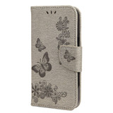 For iPhone 13 Case, Vintage Butterflies Pattern PU Leather Wallet Cover, Stand, Grey | iCoverLover Australia
