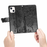 For iPhone 13 mini Case, Butterfly PU Leather Wallet Cover, Lanyard & Stand, Black | iCoverLover Australia