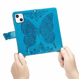 For iPhone 13 mini Case, Butterfly PU Leather Wallet Cover, Lanyard & Stand, Blue | iCoverLover Australia