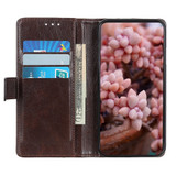 For iPhone 13 Case, Retro PU Leather Wallet Cover, Copper Accents, Coffee | iCoverLover Australia