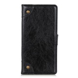 For iPhone 13 Pro Case, Retro PU Leather Wallet Cover, Copper Accents, Black | iCoverLover Australia