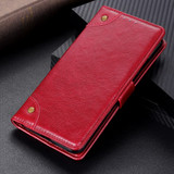 For iPhone 13 Pro Case, Retro PU Leather Wallet Cover, Copper Accents, Wine Red | iCoverLover Australia