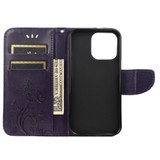 For iPhone 13 Pro Max Case, Playful Butterflies PU Leather Wallet Cover, Stand, Deep Purple | iCoverLover Australia
