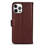 For iPhone 13 Pro Max Case Fashion Cowhide Genuine Leather Wallet Cover Wine Red | iCoverLover Australia