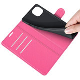 For iPhone 13 mini Case, Lychee PU Leather Wallet Folio Cover, Kickstand, Rose Red | iCoverLover Australia