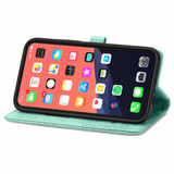 For iPhone 13 Pro Max Case, Mandala Emboss PU Leather Wallet Cover, Stand, Lanyard, Green | iCoverLover Australia