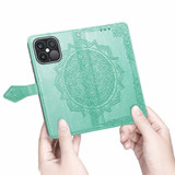 For iPhone 13 Pro Max Case, Mandala Emboss PU Leather Wallet Cover, Stand, Lanyard, Green | iCoverLover Australia