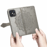 For iPhone 13 Pro Max Case, Mandala Emboss PU Leather Wallet Cover, Stand, Lanyard, Grey | iCoverLover Australia
