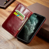 For iPhone 13 Pro Max Case Red Fierre Shann Genuine Cowhide Leather Wallet Cover | iCoverLover Australia