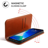 For iPhone 13 Pro Max Case Brown Fierre Shann Genuine Cowhide Leather Wallet Cover | iCoverLover Australia