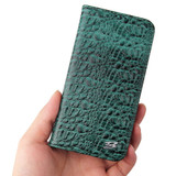 For iPhone 13 Mini Case Fierre Shann Crocodile Pattern Genuine Cow Wallet Leather Cover Green | iCoverLover Australia