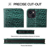 For iPhone 13 Mini Case Fierre Shann Crocodile Pattern Genuine Cow Wallet Leather Cover Green | iCoverLover Australia