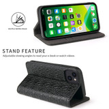 For iPhone 13 Case Fierre Shann Crocodile Pattern Genuine Cow Wallet Leather Cover Black | iCoverLover Australia