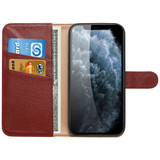 For iPhone 13 Pro Case Fashion Cowhide Genuine Leather Wallet Cover Wine Red | iCoverLover Australia