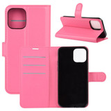 For iPhone 12 Pro Max Case Lychee Texture Folio PU Protective Case , Holder & Card Slots & Wallet, Rose Red | iCoverLover Australia