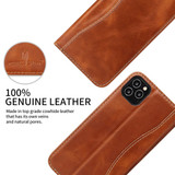 For iPhone 12/12 Pro (6.1in) Case Brown Fierre Shann Genuine Cowhide Leather Cover With 2 Card Slots, Cash Pocket & Kickstand | iCoverLover Australia
