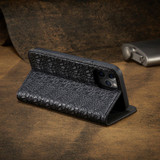 For iPhone 12 Pro Max (6.7in) Case, Fierre Shann Crocodile Pattern Genuine Cow Wallet Leather Cover, Black | iCoverLover Australia