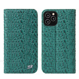 For iPhone 12 Pro Max (6.7in) Case, Fierre Shann Crocodile Pattern Genuine Cow Wallet Leather Cover, Green | iCoverLover Australia