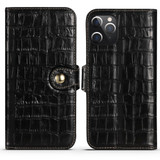 For iPhone 12 Pro Max (6.7in) Case, Genuine Leather Crocodile Pattern Wallet Flip Cover, Black | iCoverLover Australia