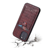 For iPhone 12 mini (5.4in) Case, Crocodile Pattern PU Leather Card Slot Cover Brown | iCoverLover Australia