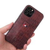For iPhone 12 mini (5.4in) Case, Crocodile Pattern PU Leather Card Slot Cover Brown | iCoverLover Australia