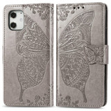 For iPhone 12/12 Pro 6.1in Butterfly Love Flower Folio PU Leather Case, Card Slot, Wallet, Lanyard, Gray | iCoverLover Australia