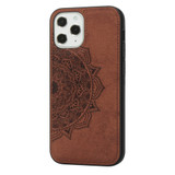 For iPhone 12/12 Pro 6.1in Mandala Cloth Cover PC + TPU,Magnetic Function and Hand Strap, Brown | iCoverLover Australia
