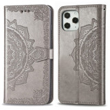 For iPhone 12/12 Pro 6.1 Halfway Mandala Pattern Folio PU Leather Case,Holder, Card Slots, Wallet, Lanyard, Grey | iCoverLover Australia