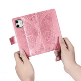 For iPhone 12 Pro Max Case Butterfly Love Flower Folio PU Leather Case, Card Slot, Wallet, Lanyard, Pink | iCoverLover Australia