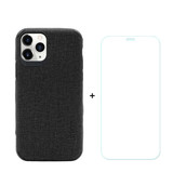 For iPhone 11 Pro Case Denim Texture Black Cover & Tempered Glass Screen Protector | iCoverLover Australia