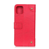 For iPhone 12 Pro Max Case Copper Buckle Retro Wild Horse Texture Folio PU Leather Case Wallet, Red | iCoverLover Australia