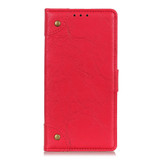 For iPhone 12/12 Pro Case Copper Buckle Retro Wild Horse Texture Folio PU Leather Case Wallet, Red | iCoverLover Australia