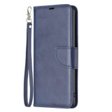 For Samsung Galaxy S25+ Plus Case - Lambskin Texture, Folio PU Leather Wallet Cover with Card Slots, Lanyard, Blue | iCoverLover Australia