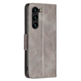 For Samsung Galaxy S25+ Plus Case - Lambskin Texture, Folio PU Leather Wallet Cover with Card Slots, Lanyard, Grey | iCoverLover Australia