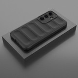 For Samsung Galaxy S25 Case - Wavy Shield, Durable TPU + Flannel Protective Cover, Black | iCoverLover Australia