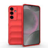 For Samsung Galaxy S25+ Plus Case - Wavy Shield, Durable TPU + Flannel Protective Cover, Red | iCoverLover Australia