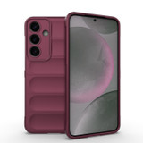 For Samsung Galaxy S25+ Plus Case - Wavy Shield, Durable TPU + Flannel Protective Cover, Wine Red | iCoverLover Australia