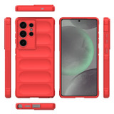 For Samsung Galaxy S25 Ultra Case - Wavy Shield, Durable TPU + Flannel Protective Cover, Red | iCoverLover Australia