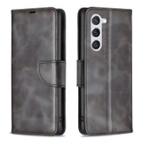 For Samsung Galaxy S25 Case - Lambskin Texture, Folio PU Leather Wallet Cover with Card Slots, Lanyard, Black | iCoverLover Australia